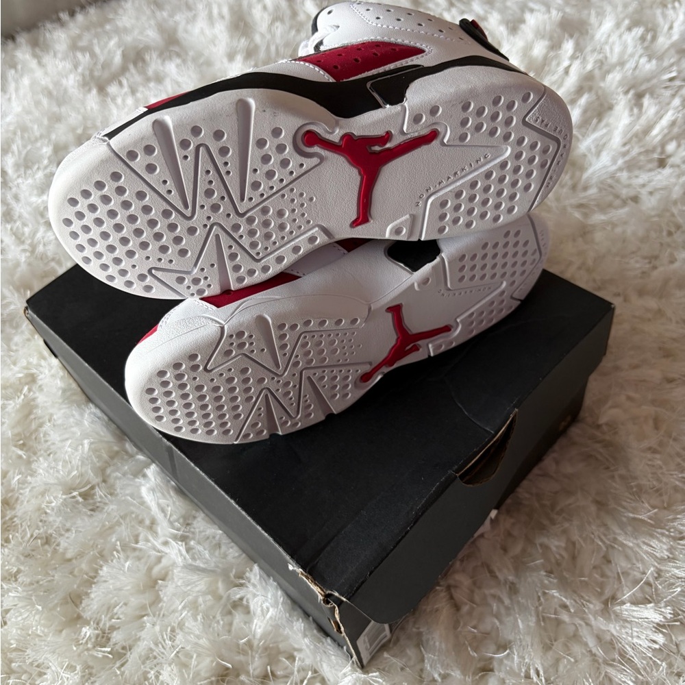 Jordan 6 Retro (PS) Kids White and Carmine-Black Sneakers - Picture 7 of 8